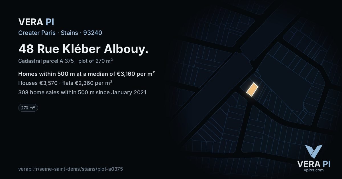 48 Rue Kléber Albouy, Stains at night – the plot lit, the parcels around coloured by the prices near them