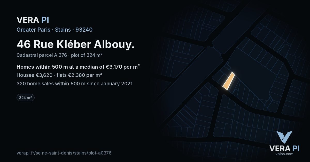 46 Rue Kléber Albouy, Stains at night – the plot lit, the parcels around coloured by the prices near them