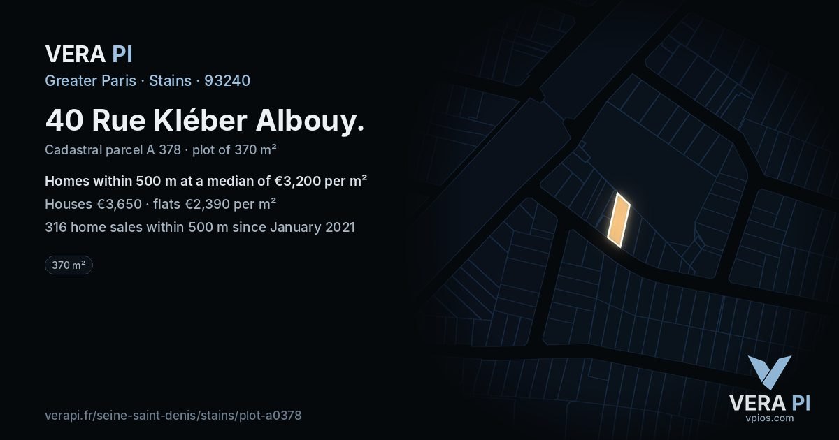 40 Rue Kléber Albouy, Stains at night – the plot lit, the parcels around coloured by the prices near them