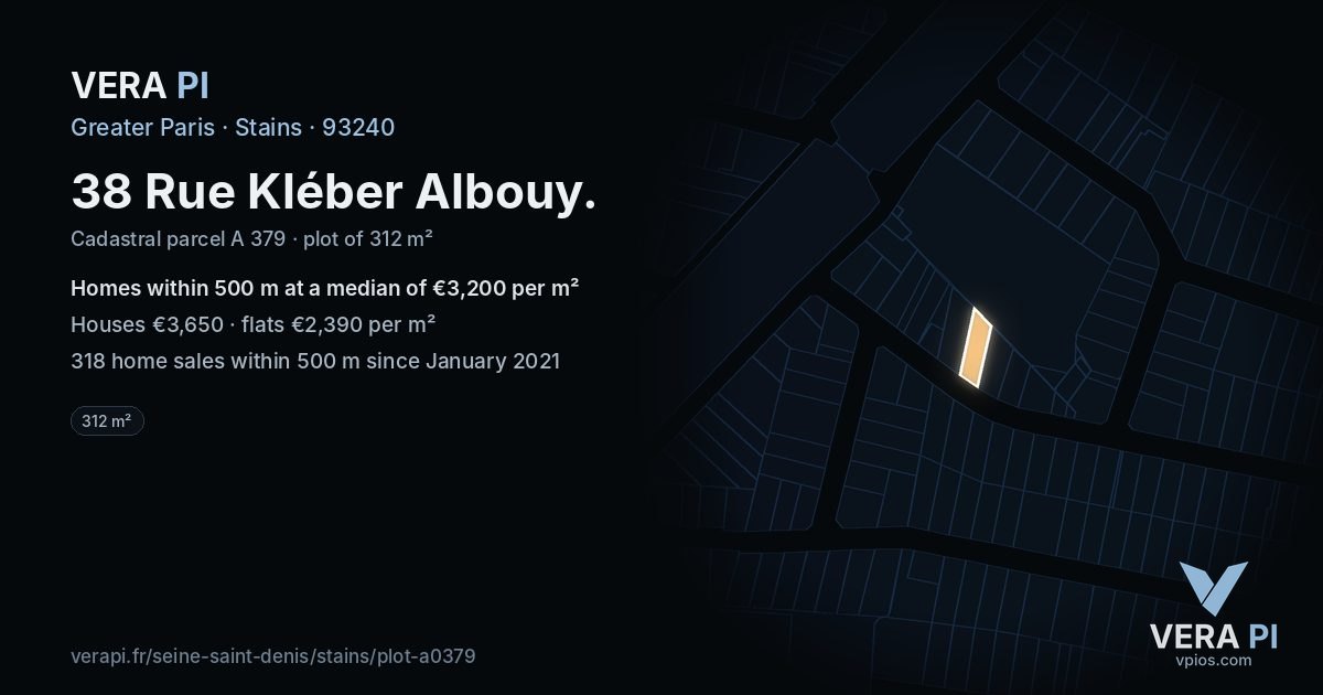 38 Rue Kléber Albouy, Stains at night – the plot lit, the parcels around coloured by the prices near them