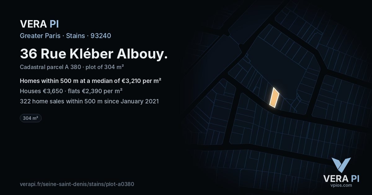 36 Rue Kléber Albouy, Stains at night – the plot lit, the parcels around coloured by the prices near them