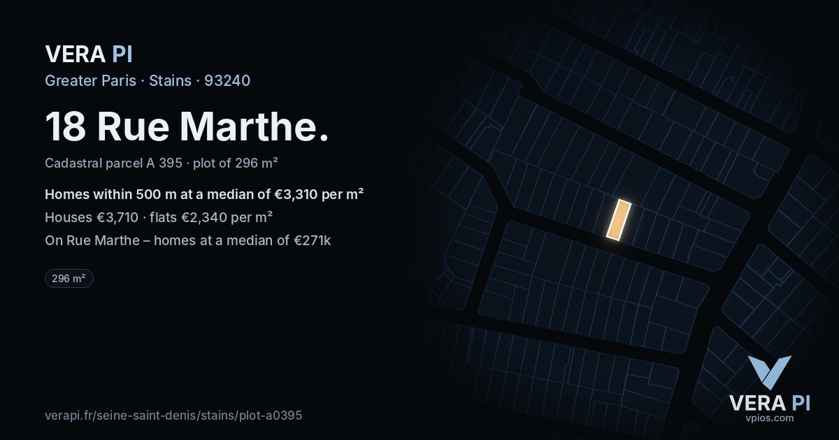 18 Rue Marthe, Stains at night – the plot lit, the parcels around coloured by the prices near them