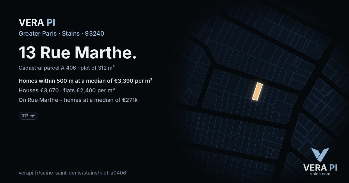 13 Rue Marthe, Stains at night – the plot lit, the parcels around coloured by the prices near them