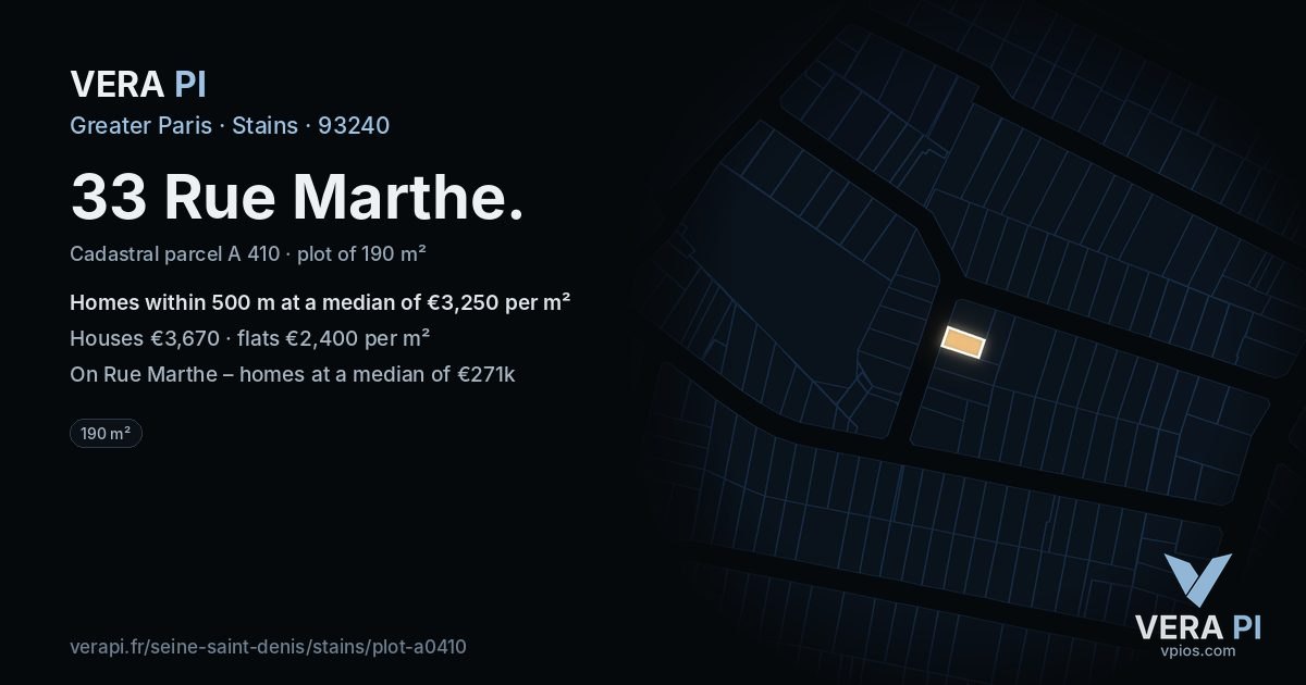 33 Rue Marthe, Stains at night – the plot lit, the parcels around coloured by the prices near them