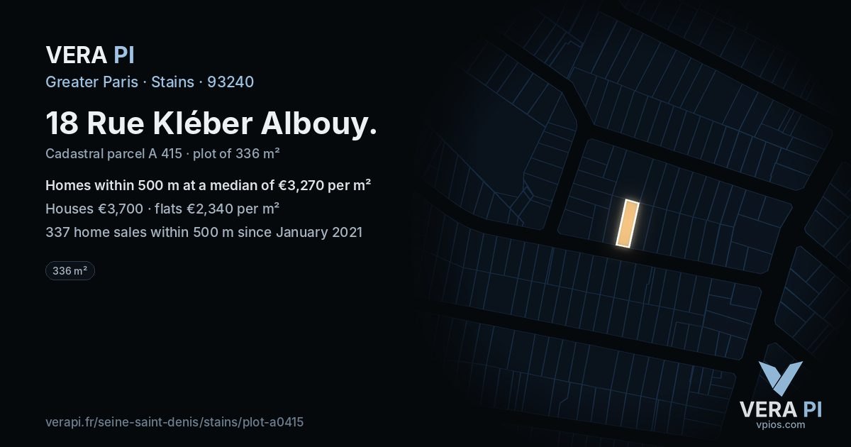 18 Rue Kléber Albouy, Stains at night – the plot lit, the parcels around coloured by the prices near them
