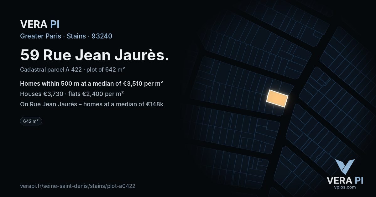 59 Rue Jean Jaurès, Stains at night – the plot lit, the parcels around coloured by the prices near them