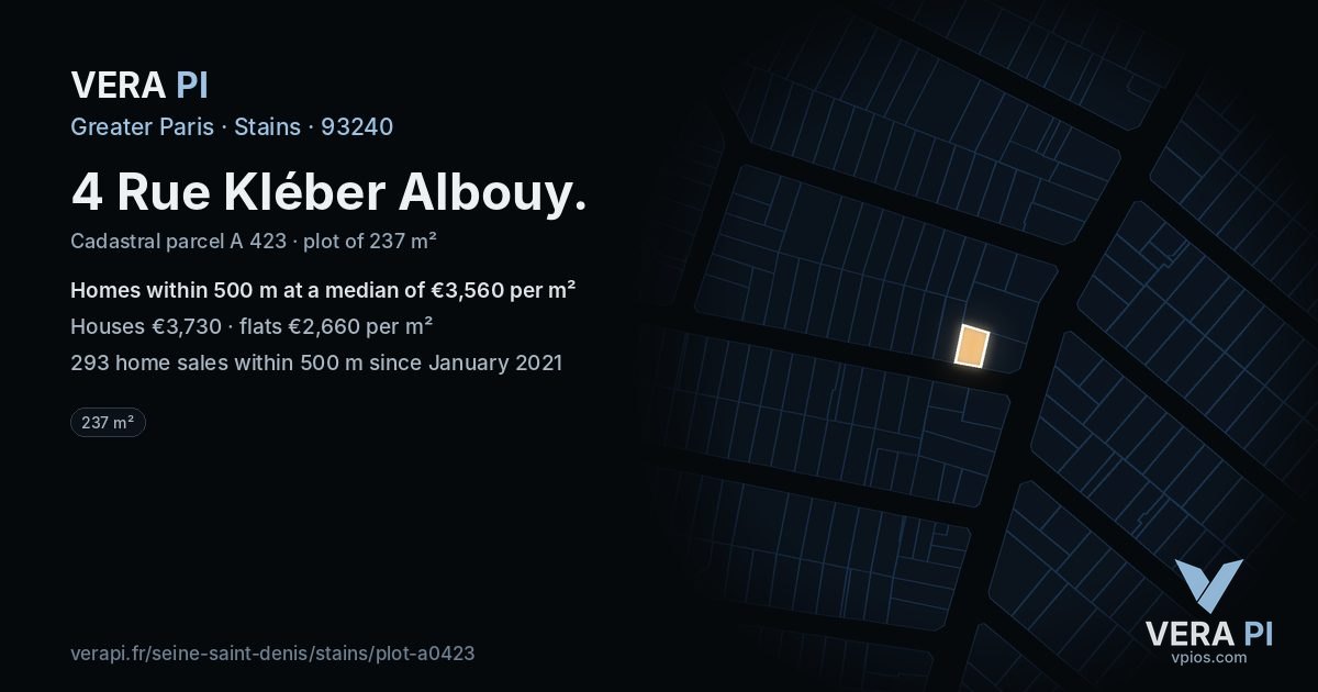 4 Rue Kléber Albouy, Stains at night – the plot lit, the parcels around coloured by the prices near them
