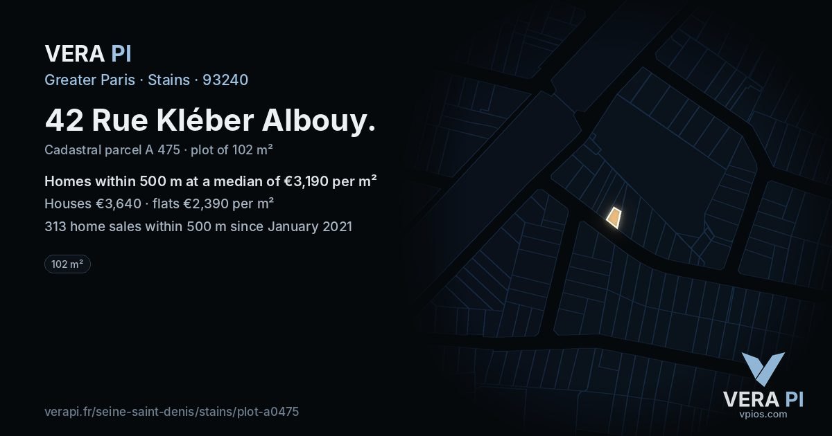42 Rue Kléber Albouy, Stains at night – the plot lit, the parcels around coloured by the prices near them