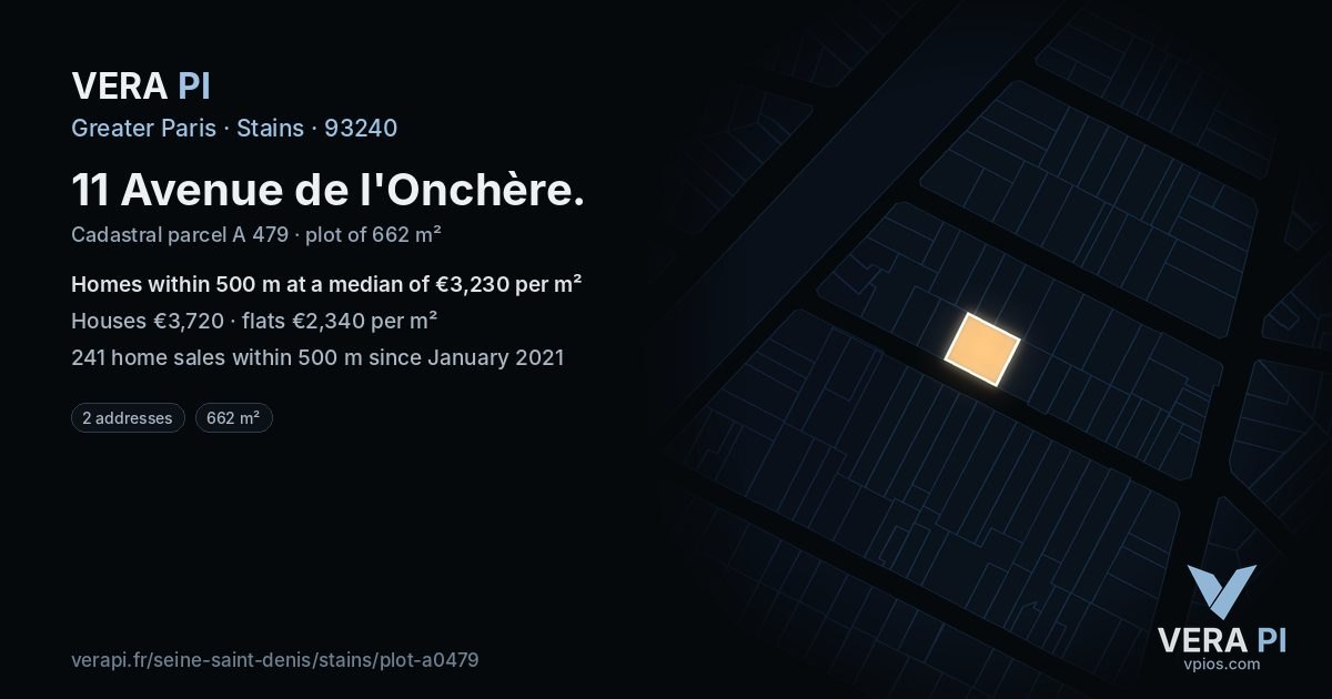 11 Avenue de l'Onchère, Stains at night – the plot lit, the parcels around coloured by the prices near them
