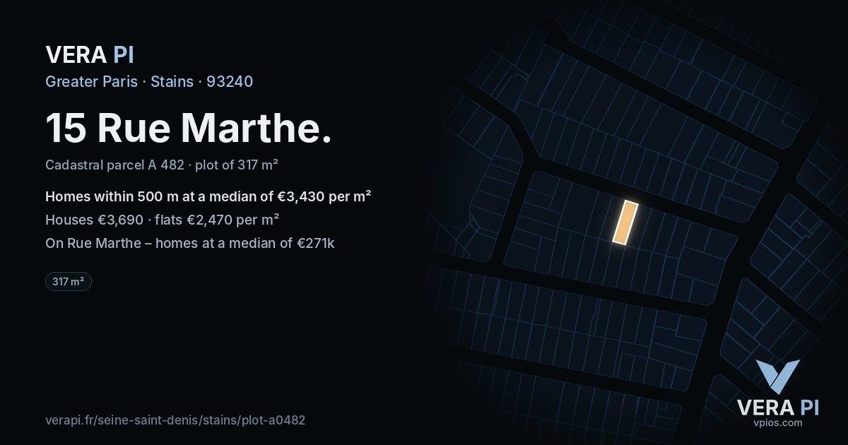 15 Rue Marthe, Stains at night – the plot lit, the parcels around coloured by the prices near them