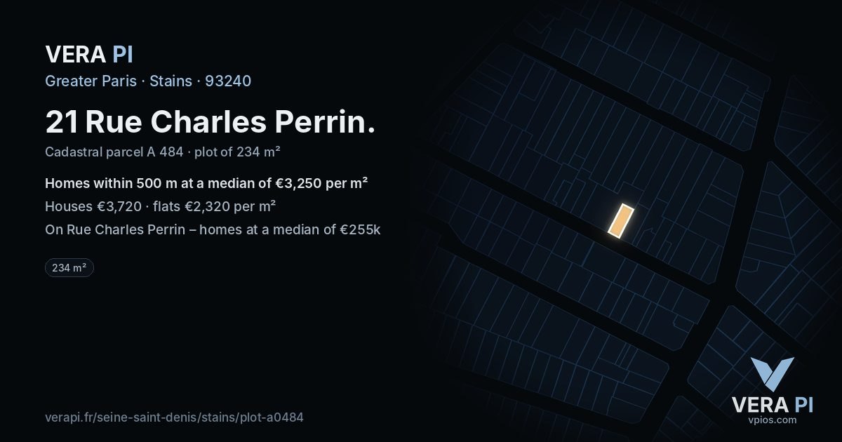 21 Rue Charles Perrin, Stains at night – the plot lit, the parcels around coloured by the prices near them