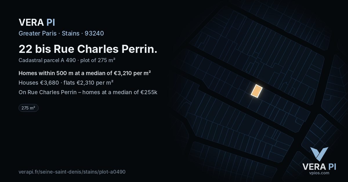 22 bis Rue Charles Perrin, Stains at night – the plot lit, the parcels around coloured by the prices near them