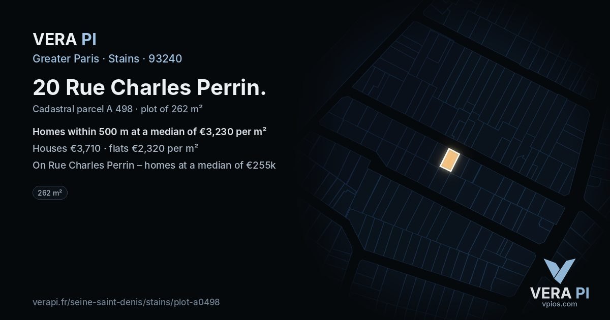 20 Rue Charles Perrin, Stains at night – the plot lit, the parcels around coloured by the prices near them