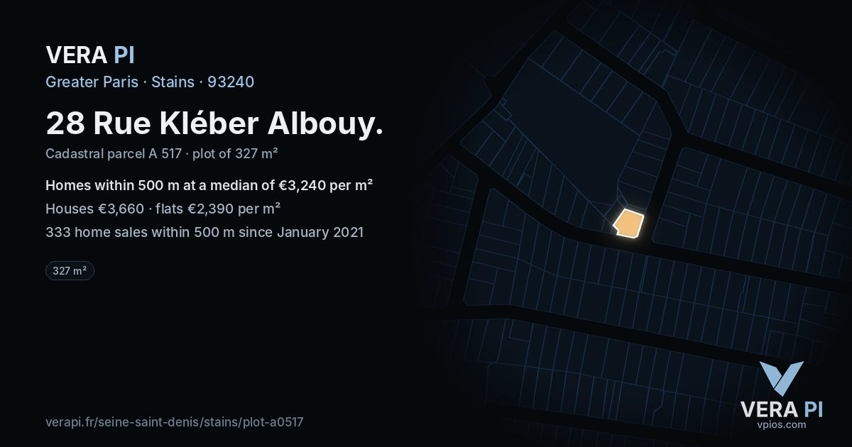 28 Rue Kléber Albouy, Stains at night – the plot lit, the parcels around coloured by the prices near them