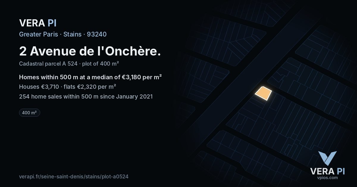 2 Avenue de l'Onchère, Stains at night – the plot lit, the parcels around coloured by the prices near them