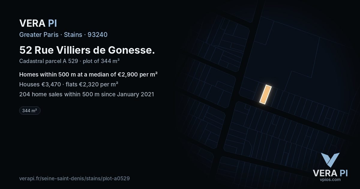 52 Rue Villiers de Gonesse, Stains at night – the plot lit, the parcels around coloured by the prices near them