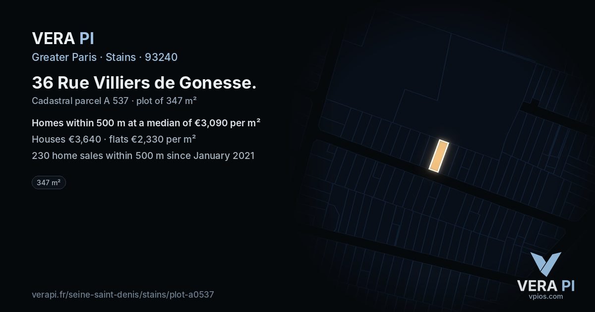 36 Rue Villiers de Gonesse, Stains at night – the plot lit, the parcels around coloured by the prices near them