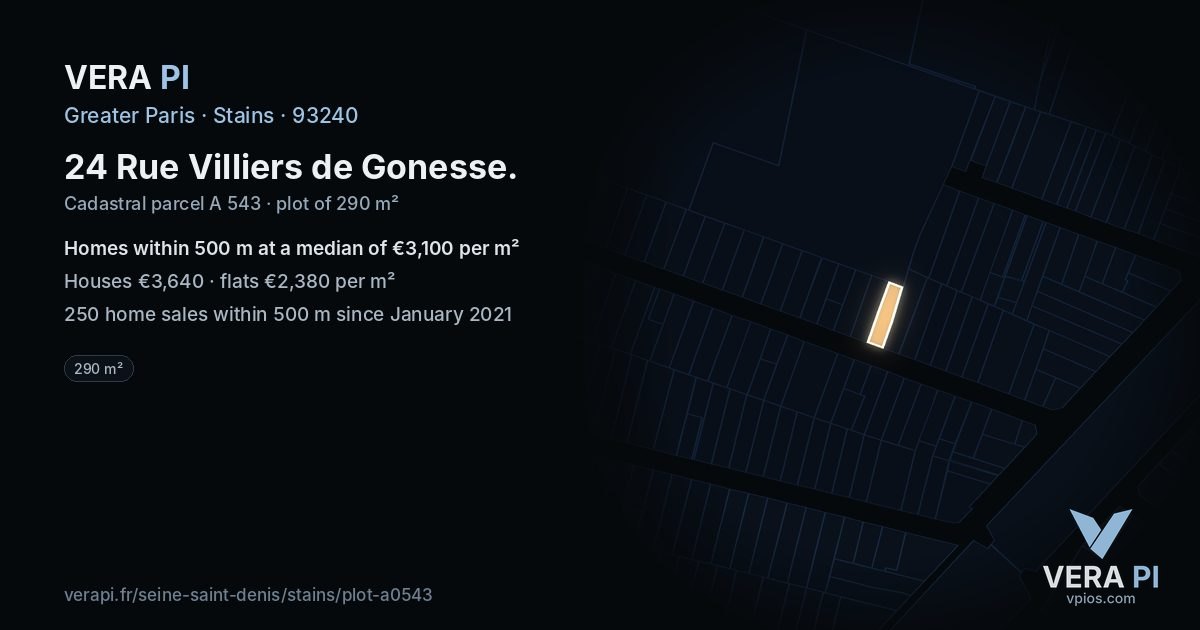 24 Rue Villiers de Gonesse, Stains at night – the plot lit, the parcels around coloured by the prices near them