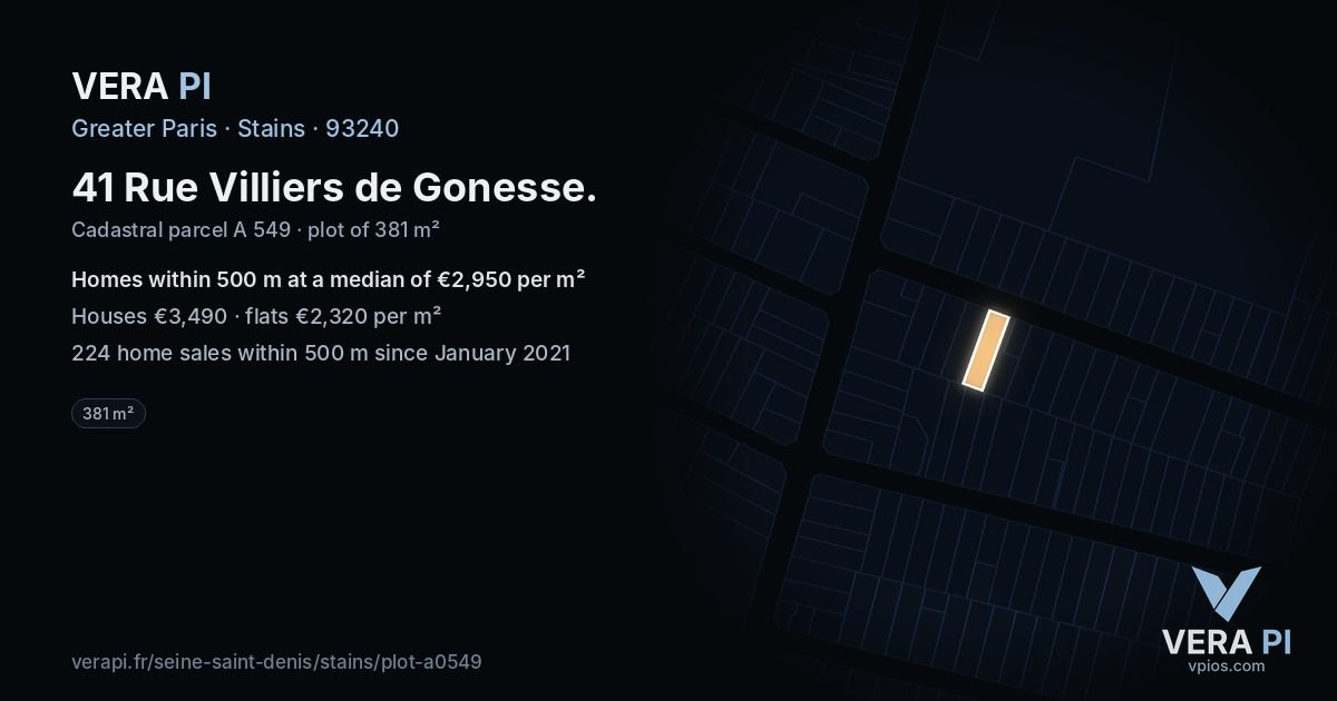 41 Rue Villiers de Gonesse, Stains at night – the plot lit, the parcels around coloured by the prices near them