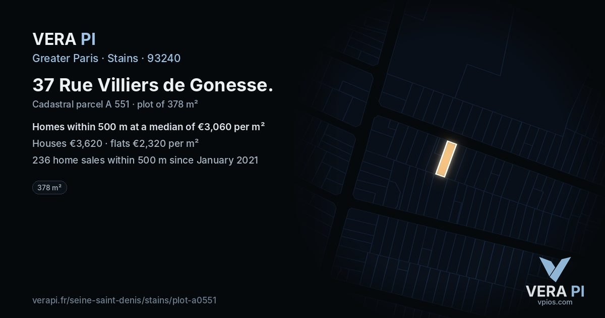 37 Rue Villiers de Gonesse, Stains at night – the plot lit, the parcels around coloured by the prices near them