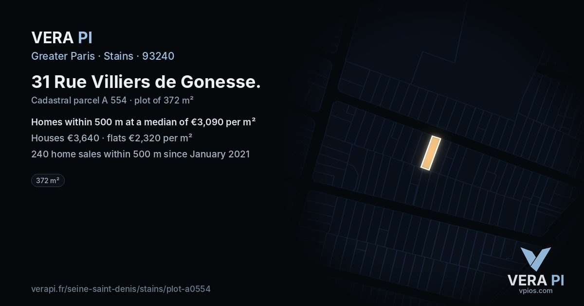 31 Rue Villiers de Gonesse, Stains at night – the plot lit, the parcels around coloured by the prices near them