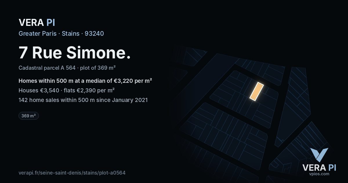 7 Rue Simone, Stains at night – the plot lit, the parcels around coloured by the prices near them