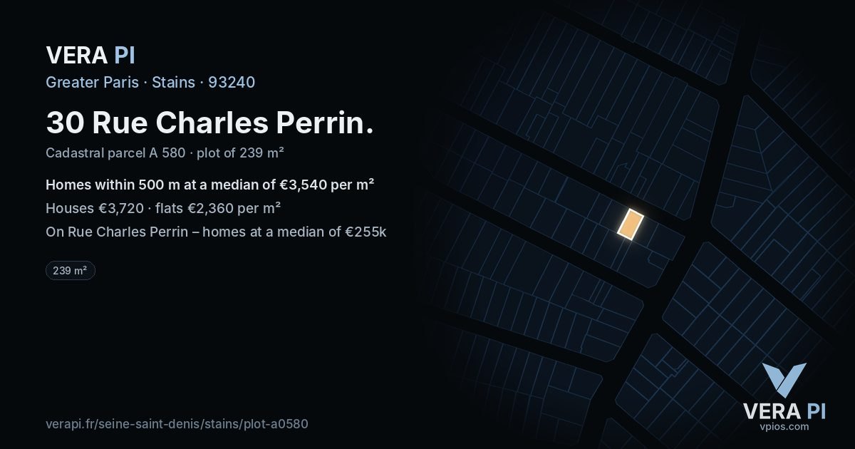 30 Rue Charles Perrin, Stains at night – the plot lit, the parcels around coloured by the prices near them