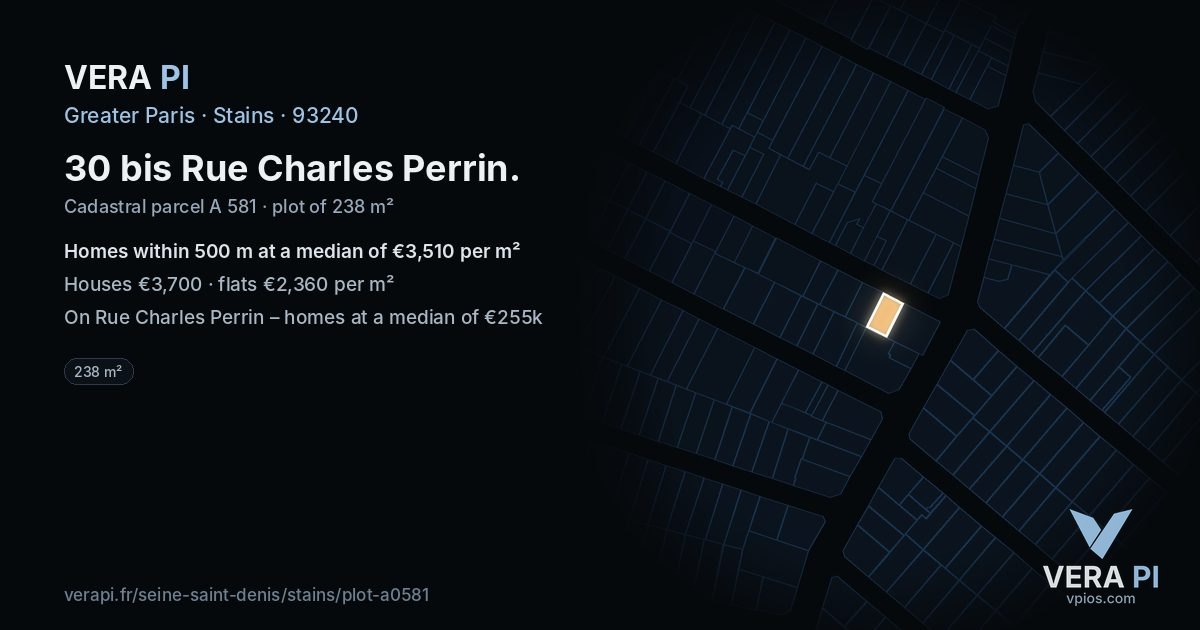 30 bis Rue Charles Perrin, Stains at night – the plot lit, the parcels around coloured by the prices near them