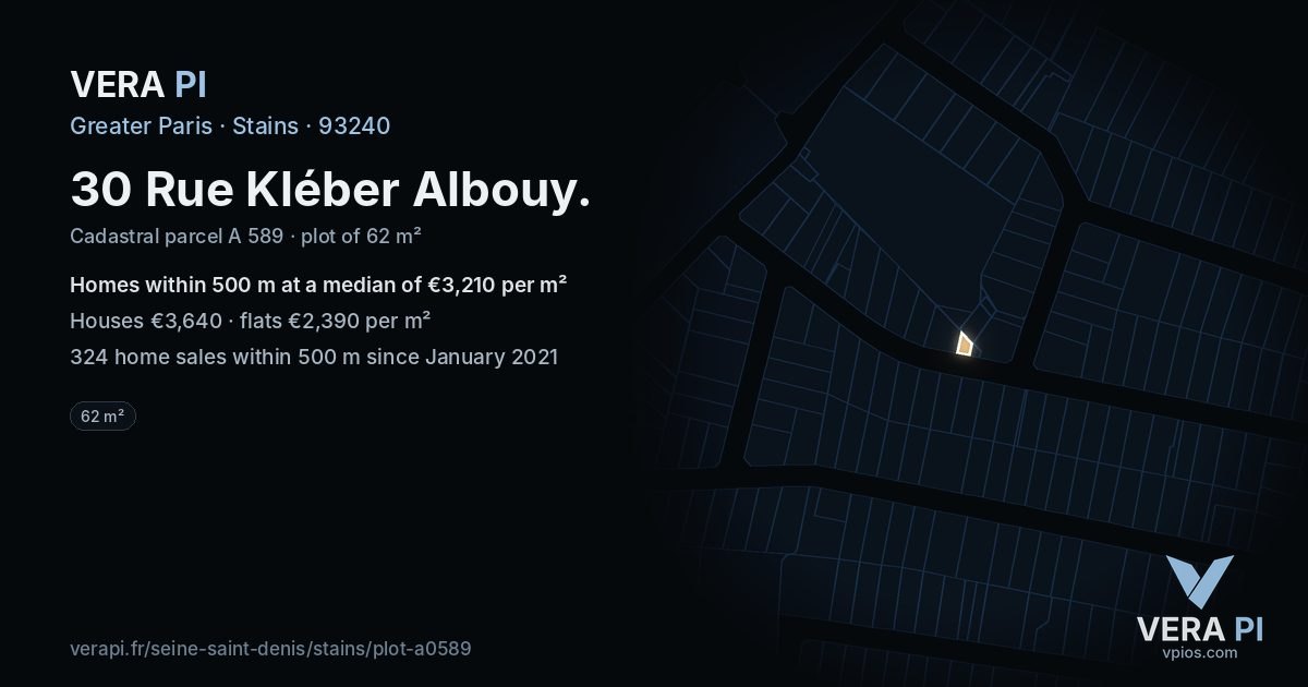 30 Rue Kléber Albouy, Stains at night – the plot lit, the parcels around coloured by the prices near them
