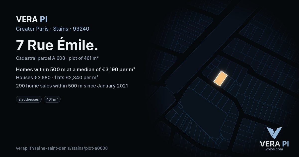 7 Rue Émile, Stains at night – the plot lit, the parcels around coloured by the prices near them