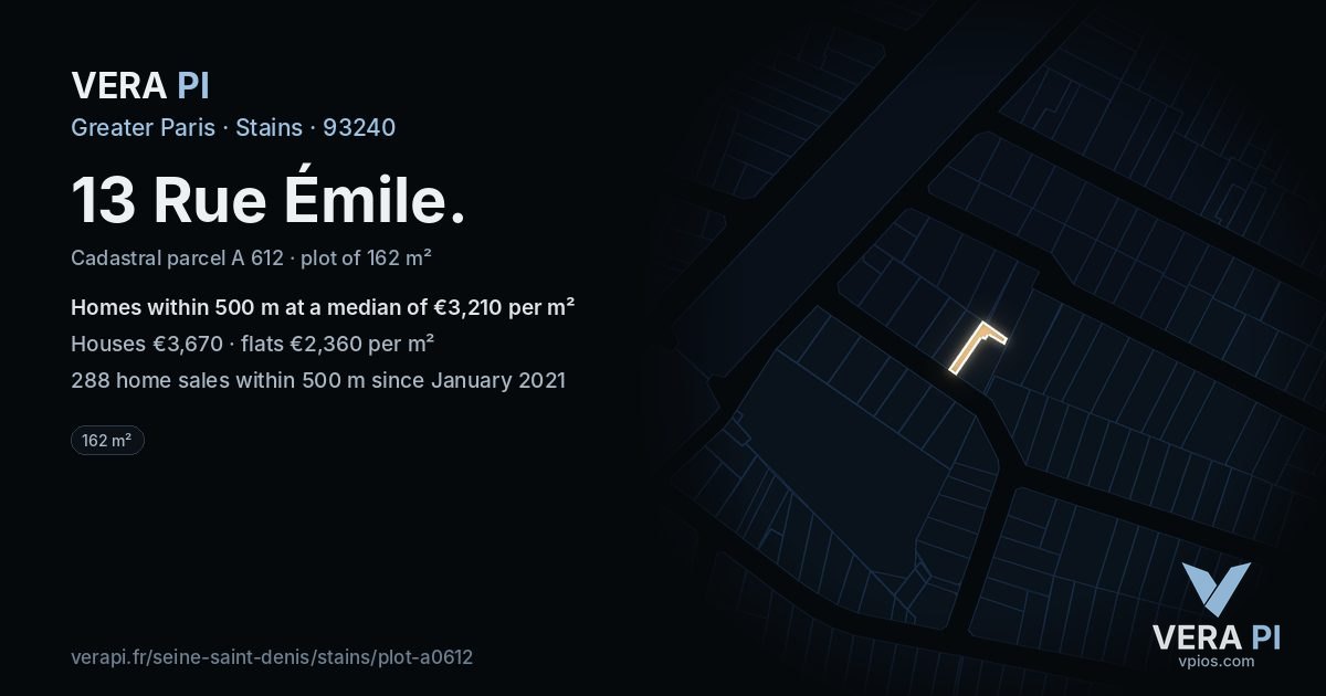 13 Rue Émile, Stains at night – the plot lit, the parcels around coloured by the prices near them