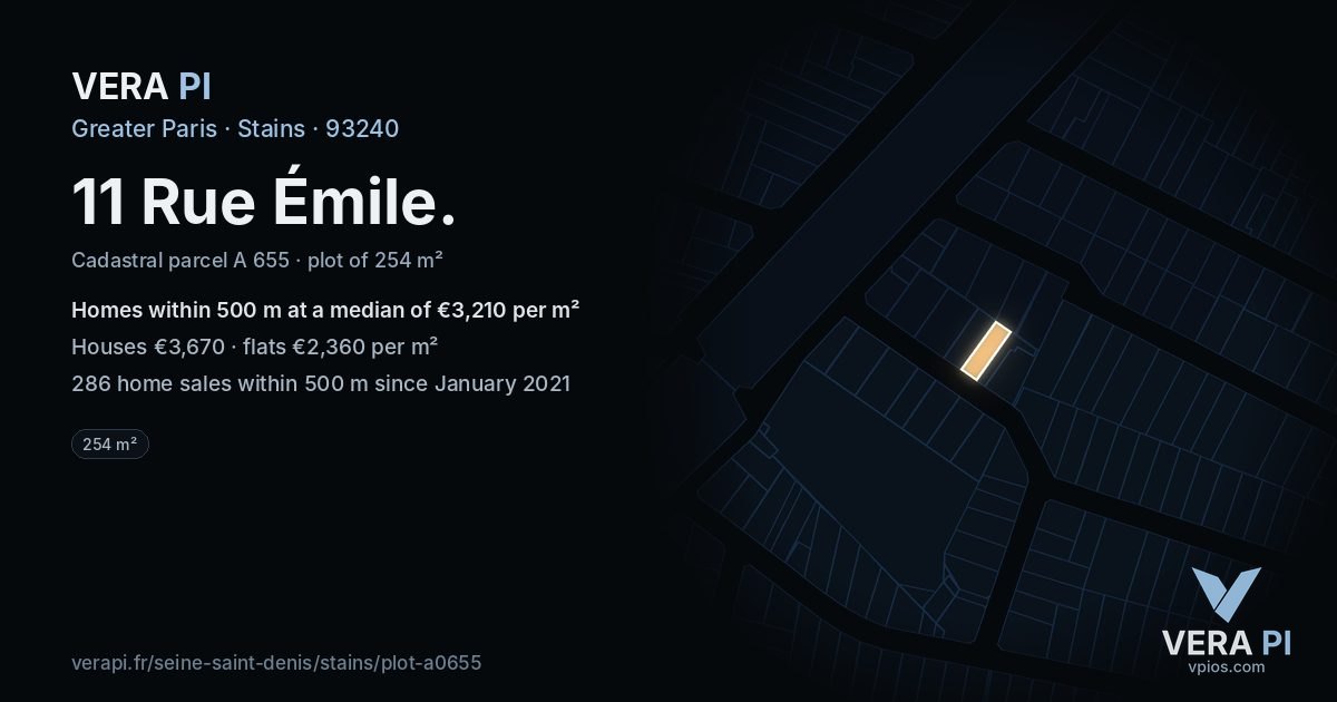 11 Rue Émile, Stains at night – the plot lit, the parcels around coloured by the prices near them