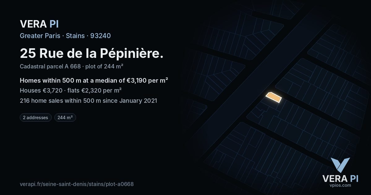 25 Rue de la Pépinière, Stains at night – the plot lit, the parcels around coloured by the prices near them