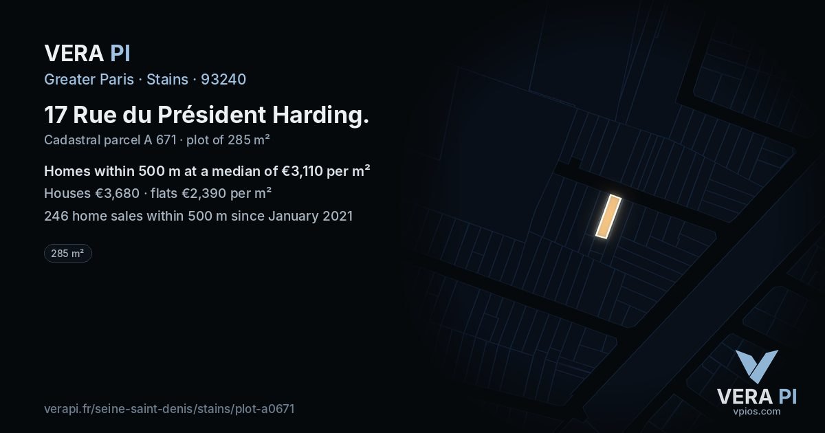 17 Rue du Président Harding, Stains at night – the plot lit, the parcels around coloured by the prices near them