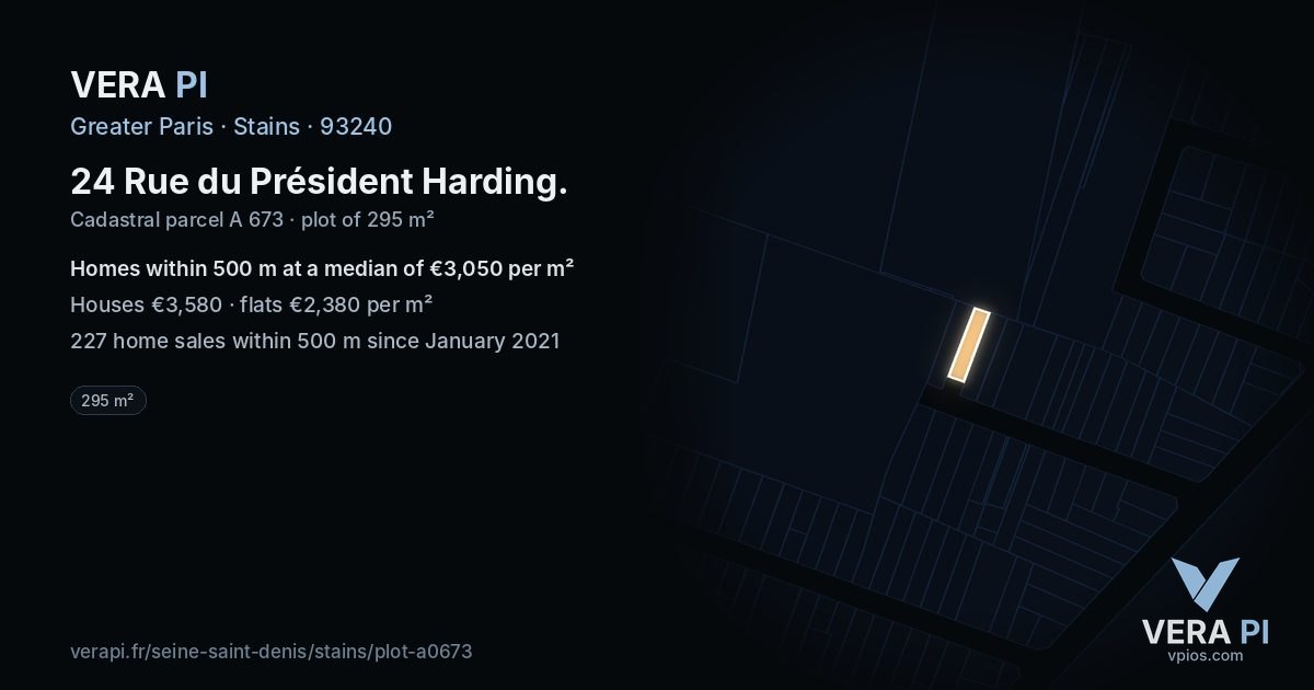 24 Rue du Président Harding, Stains at night – the plot lit, the parcels around coloured by the prices near them