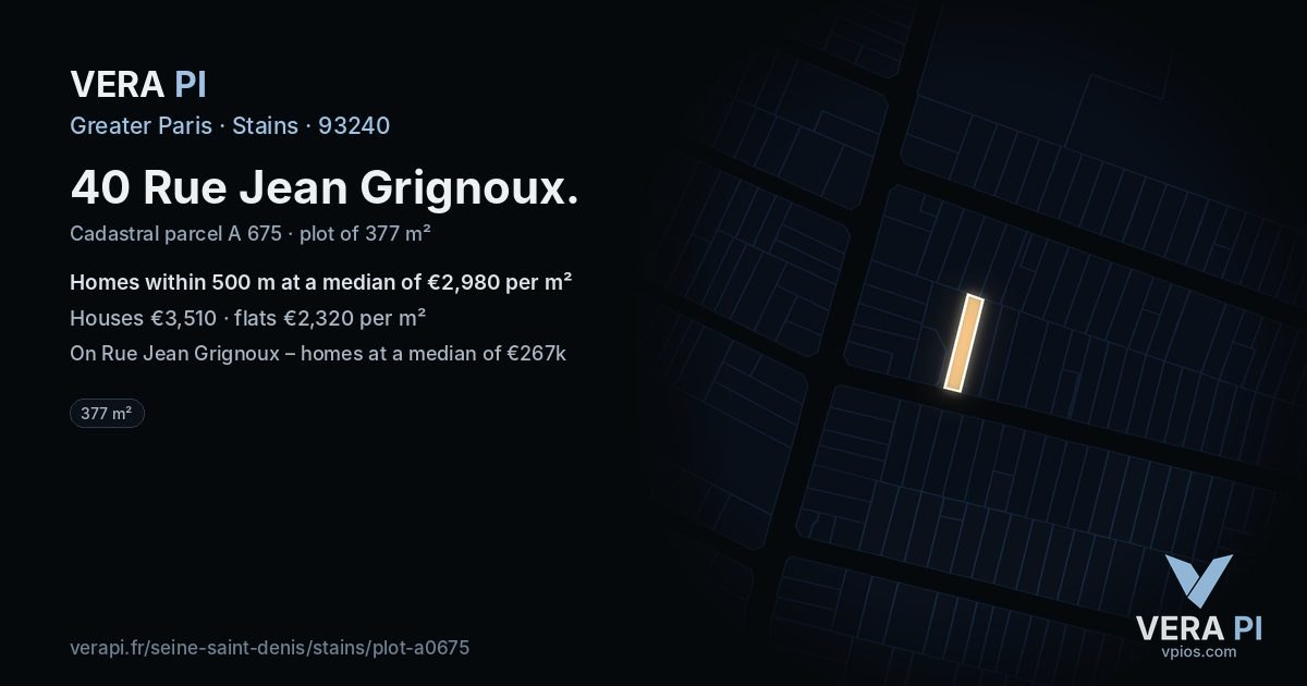40 Rue Jean Grignoux, Stains at night – the plot lit, the parcels around coloured by the prices near them