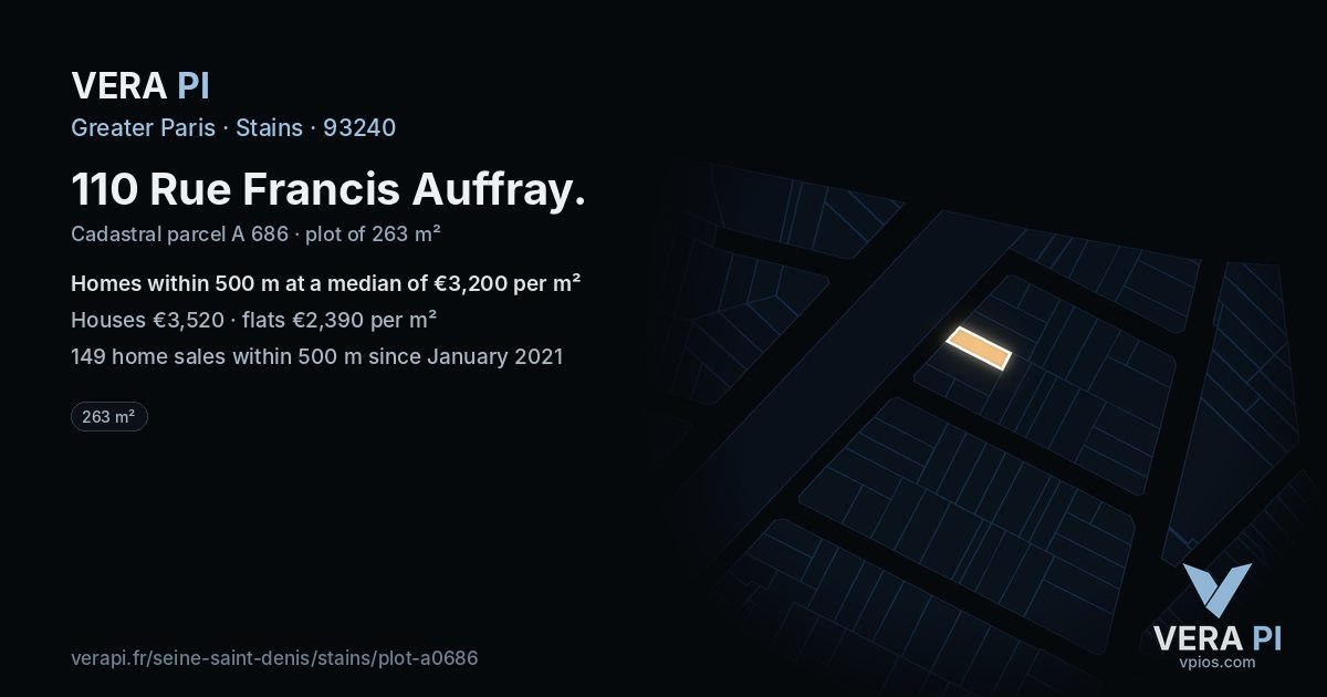 110 Rue Francis Auffray, Stains at night – the plot lit, the parcels around coloured by the prices near them