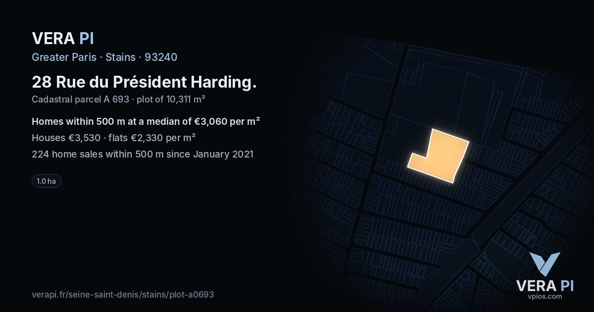 28 Rue du Président Harding, Stains at night – the plot lit, the parcels around coloured by the prices near them
