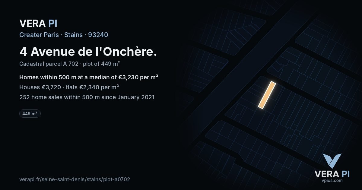 4 Avenue de l'Onchère, Stains at night – the plot lit, the parcels around coloured by the prices near them