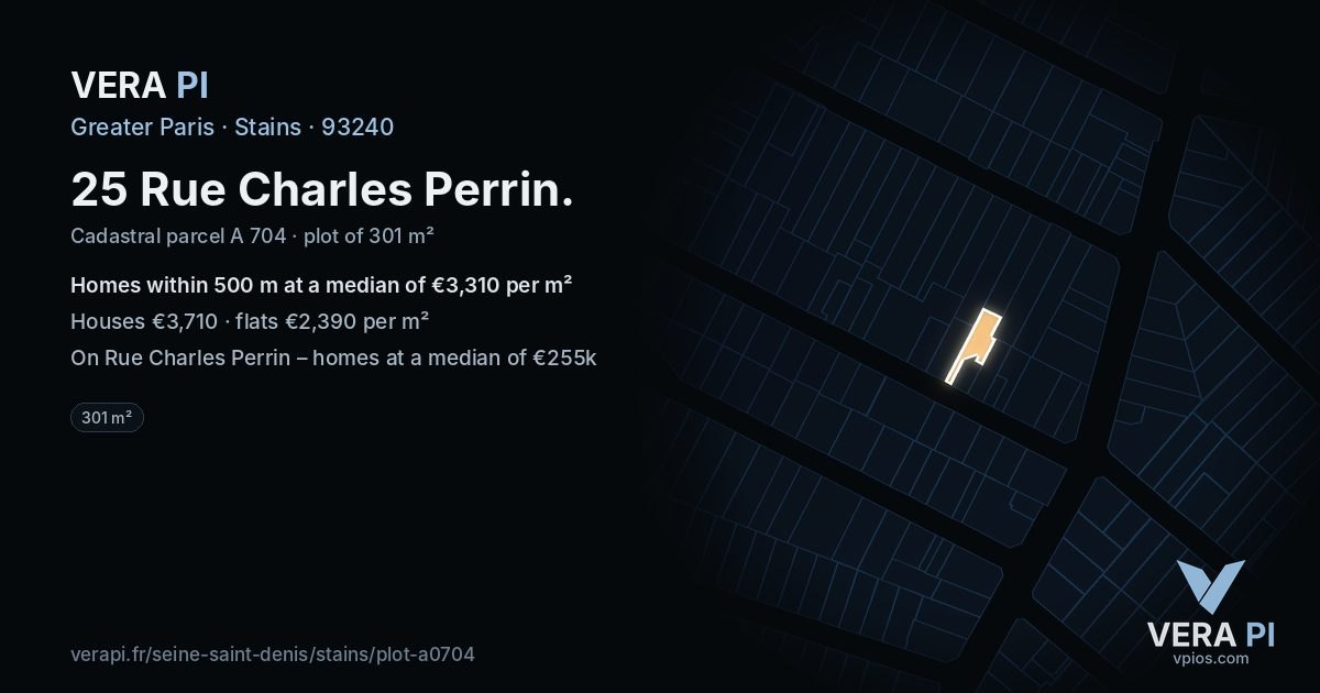 25 Rue Charles Perrin, Stains at night – the plot lit, the parcels around coloured by the prices near them