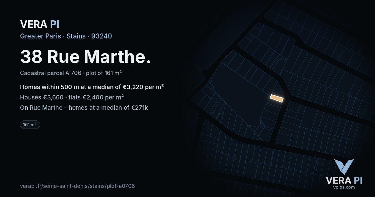 38 Rue Marthe, Stains at night – the plot lit, the parcels around coloured by the prices near them