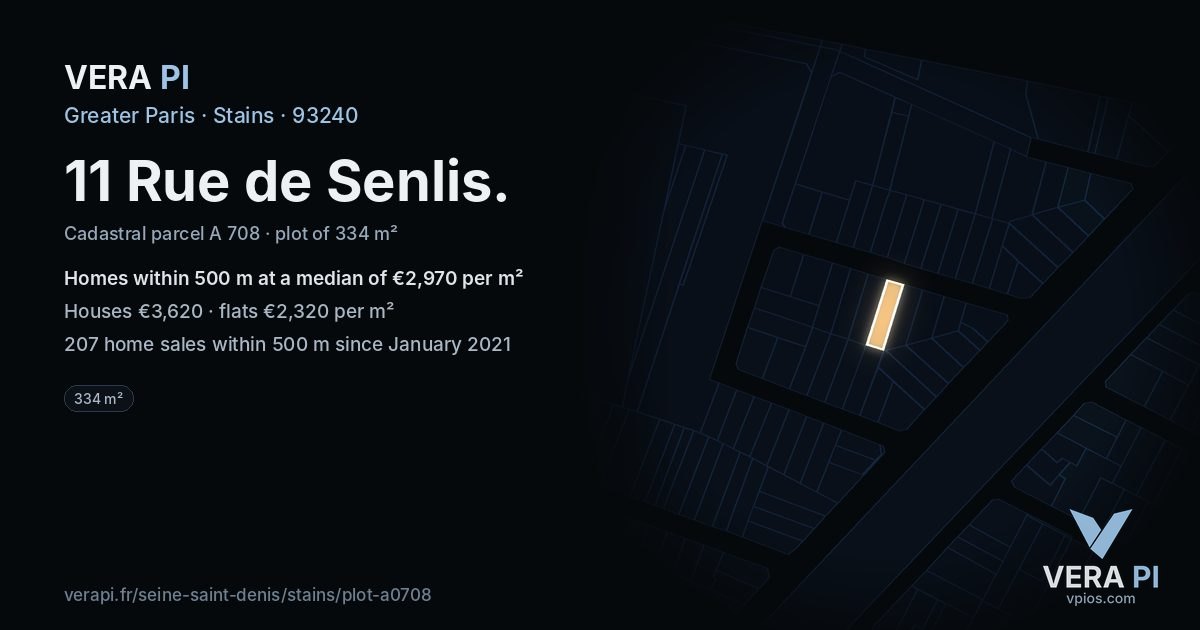 11 Rue de Senlis, Stains at night – the plot lit, the parcels around coloured by the prices near them