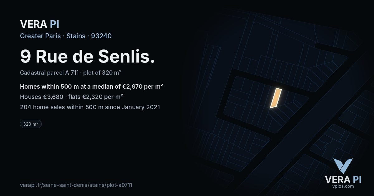 9 Rue de Senlis, Stains at night – the plot lit, the parcels around coloured by the prices near them