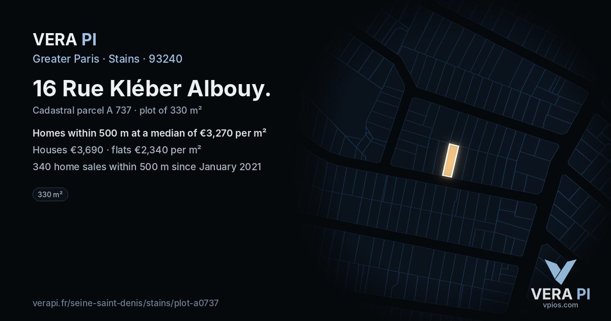 16 Rue Kléber Albouy, Stains at night – the plot lit, the parcels around coloured by the prices near them