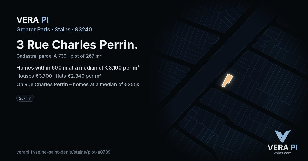 3 Rue Charles Perrin, Stains at night – the plot lit, the parcels around coloured by the prices near them