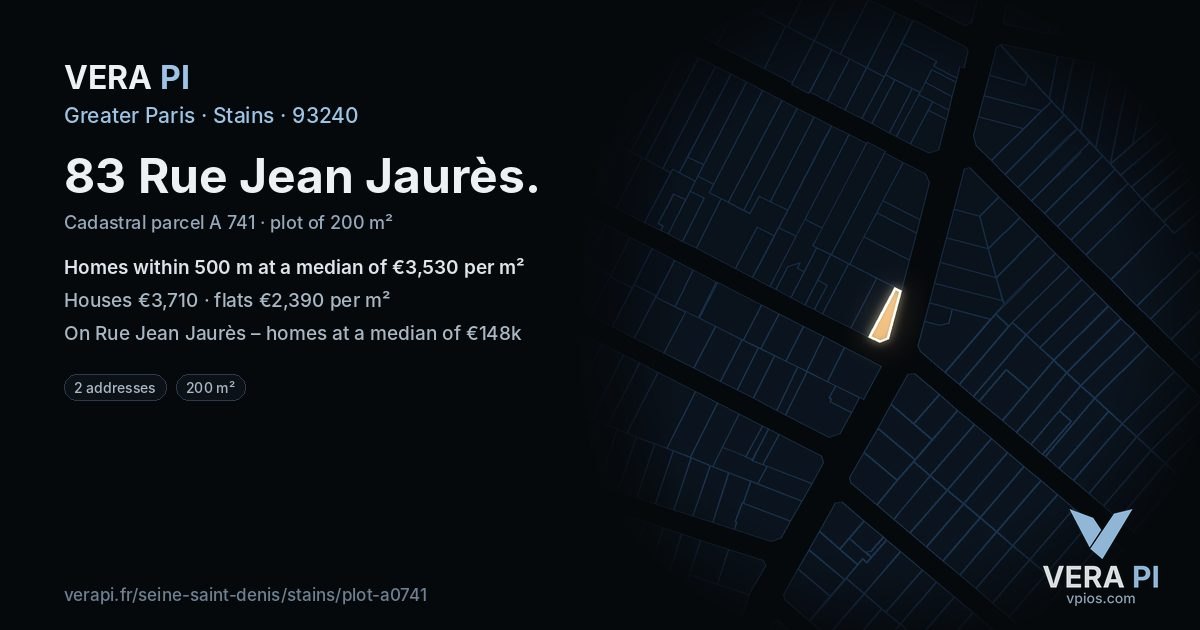 83 Rue Jean Jaurès, Stains at night – the plot lit, the parcels around coloured by the prices near them