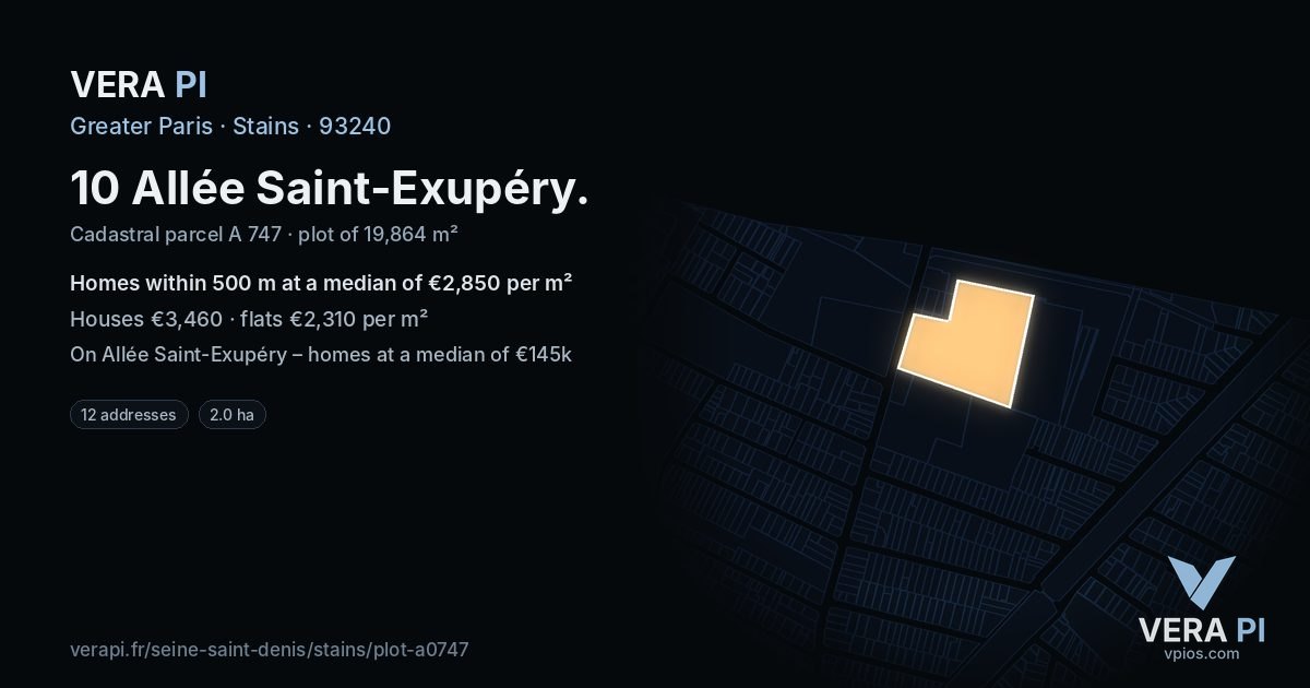 10 Allée Saint-Exupéry, Stains at night – the plot lit, the parcels around coloured by the prices near them