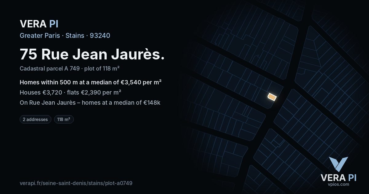 75 Rue Jean Jaurès, Stains at night – the plot lit, the parcels around coloured by the prices near them