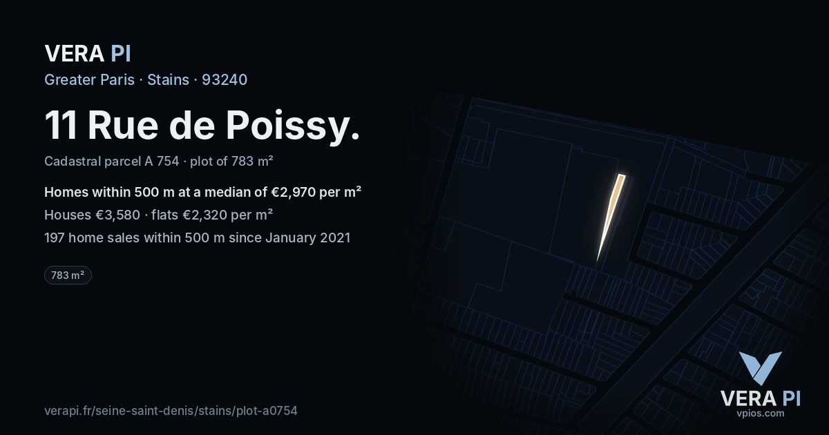 11 Rue de Poissy, Stains at night – the plot lit, the parcels around coloured by the prices near them