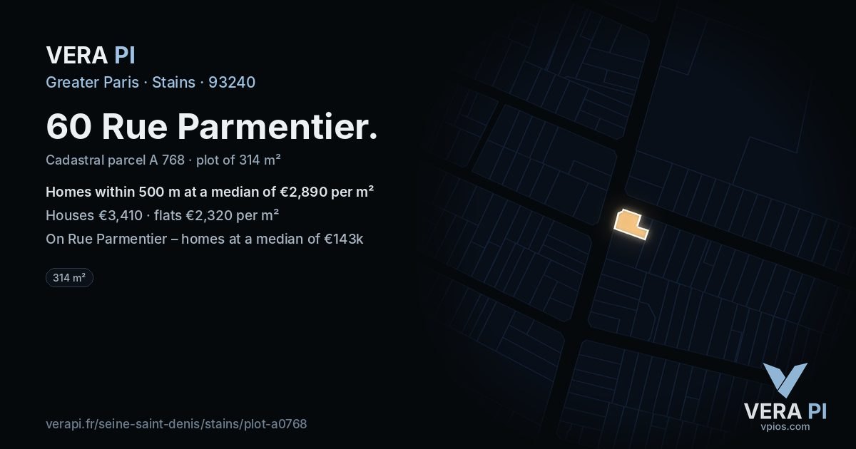 60 Rue Parmentier, Stains at night – the plot lit, the parcels around coloured by the prices near them